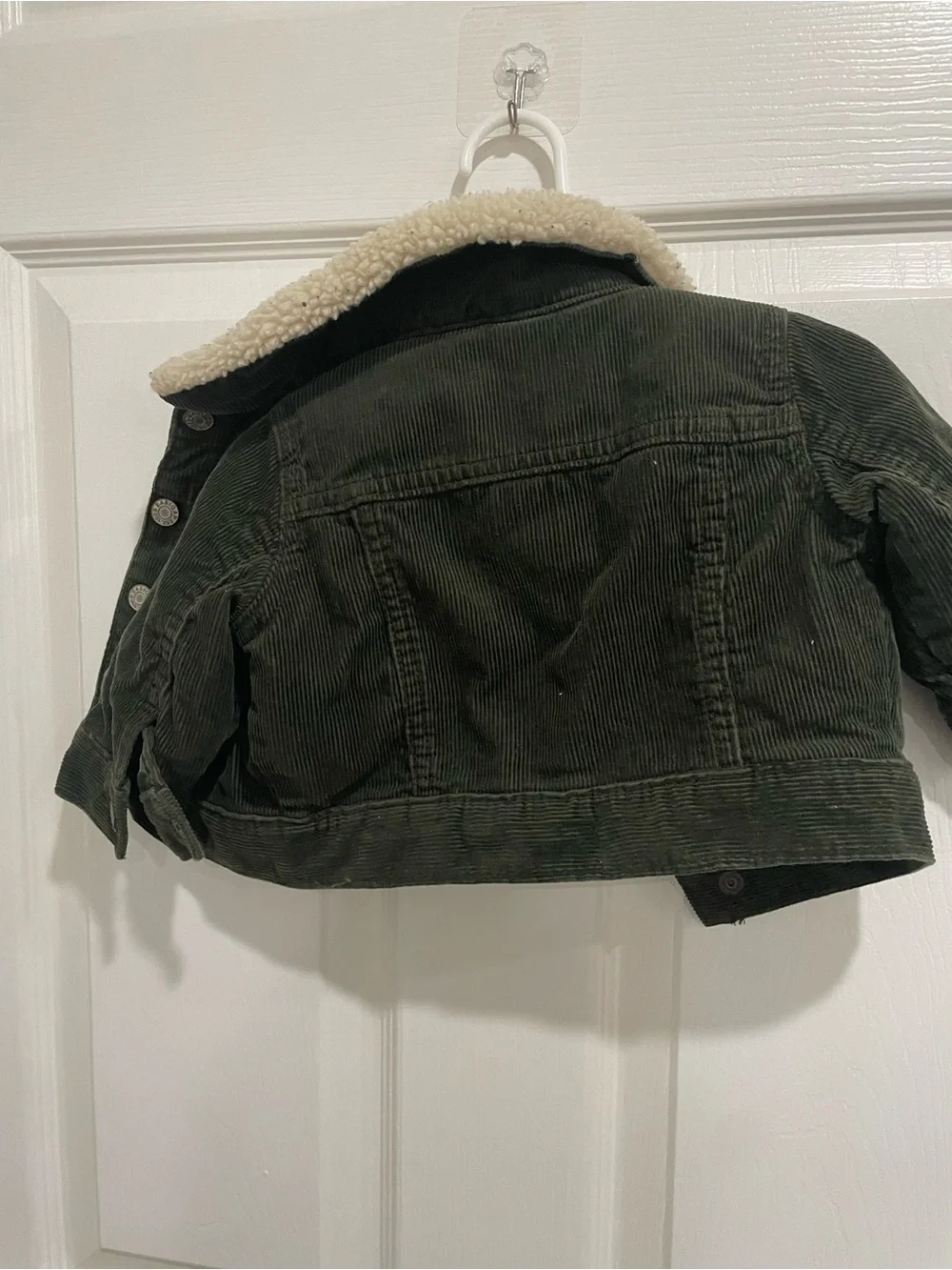 Gap kids Sherpa lined corduroy olive green jacket 0-6 months